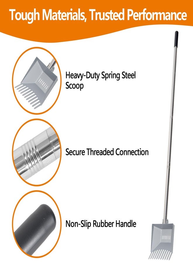 CKLT Heavy Duty Pooper Scooper 66in Tempered Spring Steel Scoop Long Stainless Steel Handle Dog Pooper Scooper for Large Dogs Outdoor Pet Waste Removal Shovel - Image 5